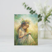 Carte Postale Young Girl Wildflowers Nature Inspired (Debout devant)