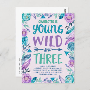 Carte Postale Young Wild and Three Girls Birthday Party