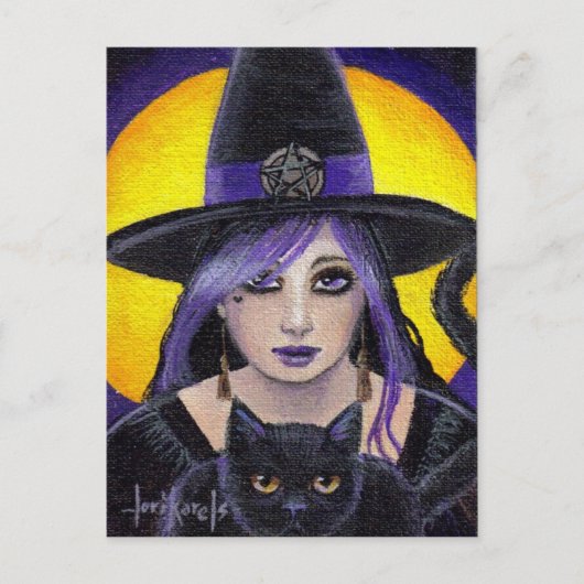 Carte Postale Young Witch and Cat (Devant)