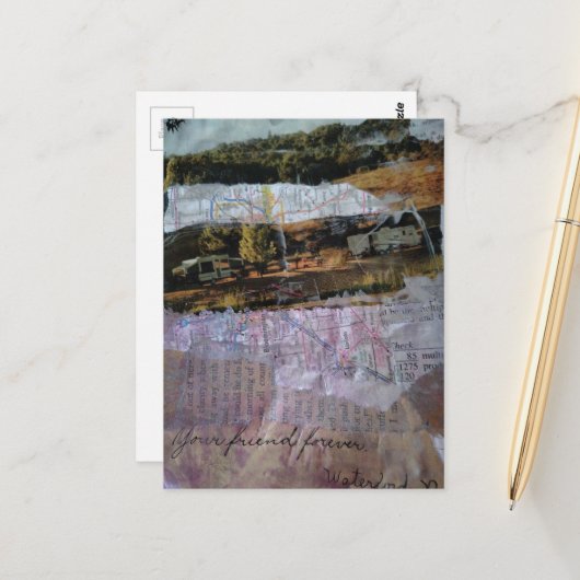 Carte Postale Your Friend Forever mixed media collage (Devant/Arrière en situation)
