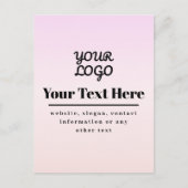 Carte Postale Your Logo & Text | Pink & Peach Ombre (Devant)