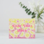 Carte postale "Your Text" à la citronnelle rose (Debout devant)