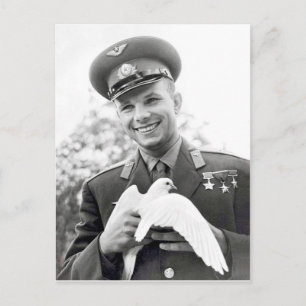 Carte Postale Youri Gagarine avec colombe blanche, symbole de la