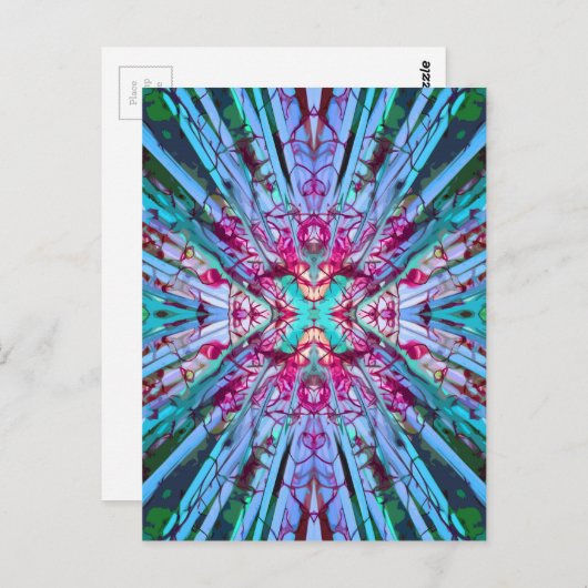 Carte Postale Yucca Op Art en Turquoise (Devant / Derrière)