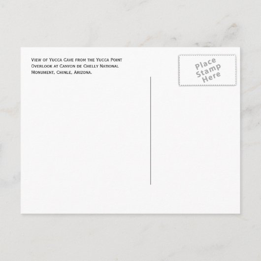 Carte Postale Yucca Point Overlook, Yucca Cave Canyon de Chelly (Dos)