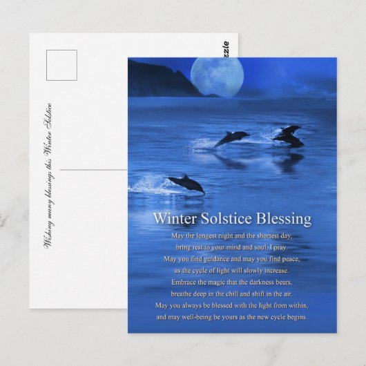 Carte Postale Yule du solstice d'hiver avec dauphins (Devant / Derrière)