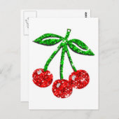 CARTE POSTALE YUMMY CHERRIES PARTIES SCINTILLANT GRAPHIQUE ALIME (Devant / Derrière)