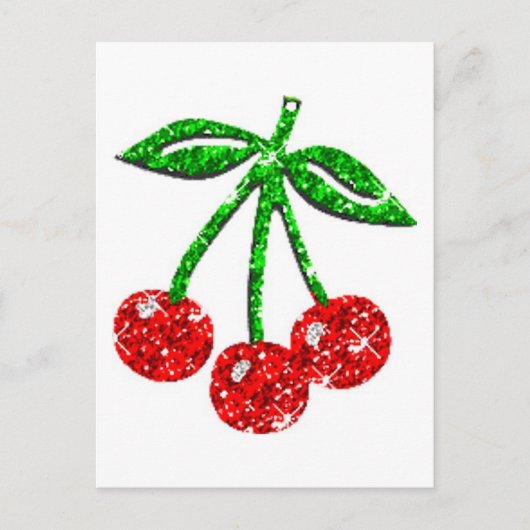 CARTE POSTALE YUMMY CHERRIES PARTIES SCINTILLANT GRAPHIQUE ALIME (Devant)