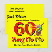 Carte Postale Yung No Mo 60th Birthday Postcard Invitation (Devant / Derrière)