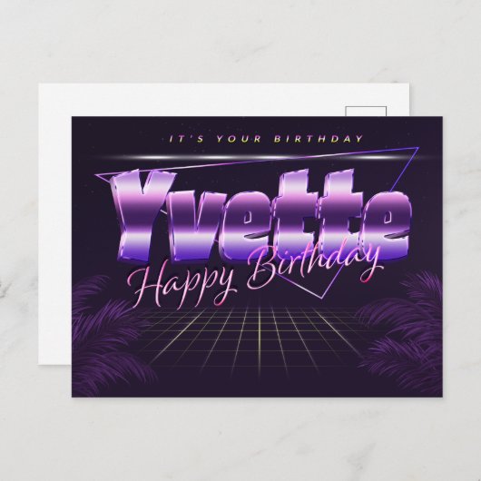 Carte Postale Yvette Nom Prénom Date de naissance (Devant / Derrière)