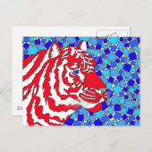 Carte Postale Z Rouge Blanc Et Bleu Tigre Patriotique Artsy (Devant / Derrière)
