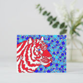 Carte Postale Z Rouge Blanc Et Bleu Tigre Patriotique Artsy (Debout devant)