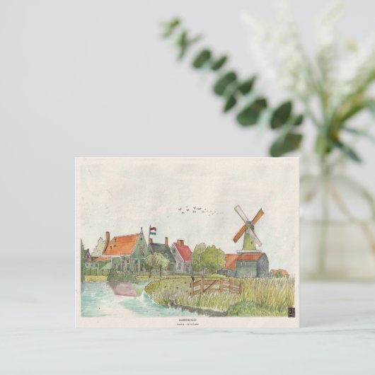 Carte Postale Zaanse Schans Zaandam Pays-Bas (Debout devant)
