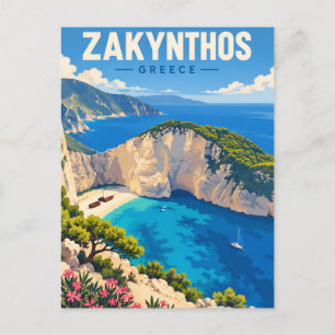 Carte Postale Zakynthos Grèce Plage de l'Épave Vintage