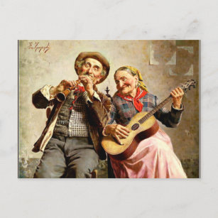 Carte Postale Zampighi - Musique douce, peinture vintage