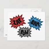 Carte Postale ZAP BAM POW Comic Sound FX - Original (Devant / Derrière)