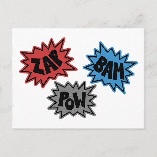 Carte Postale ZAP BAM POW Comic Sound FX - Original (Devant)