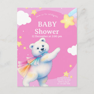 Carte Postale Zarah l'ours polaire dansant Baby Shower
