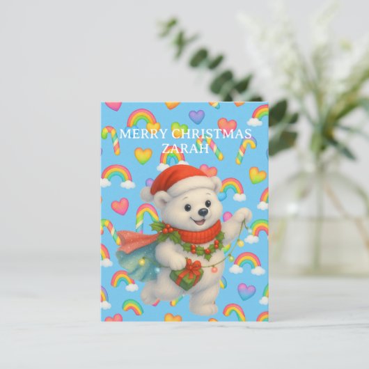 Carte Postale Zarah the Dancing Polar Bear — Kids’ Christmas (Debout devant)
