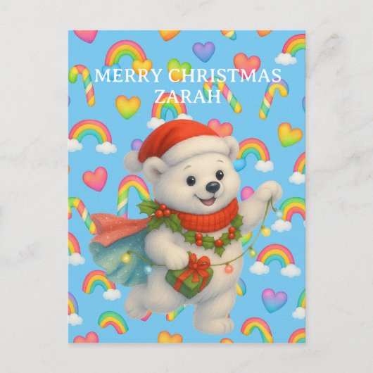Carte Postale Zarah the Dancing Polar Bear — Kids’ Christmas (Devant)