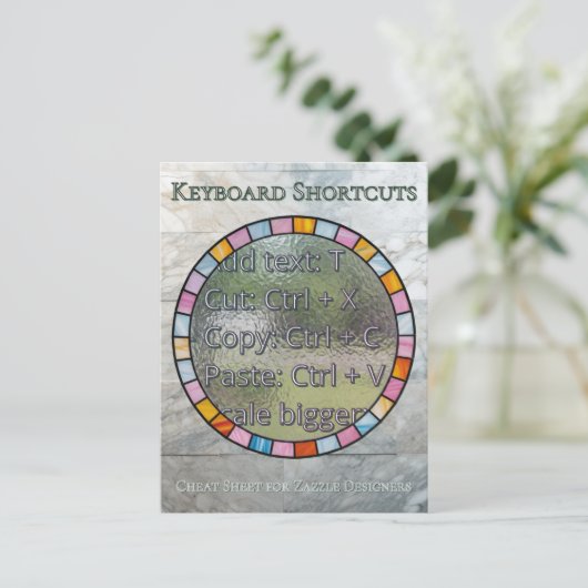 Carte Postale Zazzle Designer Keyboard Shortcuts Reference Card (Debout devant)