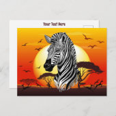 Carte Postale Zebra African Savanna Wild Animal (Devant / Derrière)