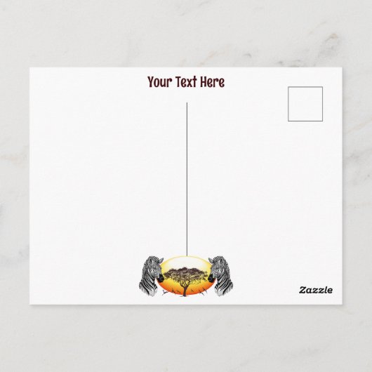 Carte Postale Zebra African Savanna Wild Animal (Dos)