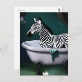 Carte postale Zebra Bain (Devant / Derrière)