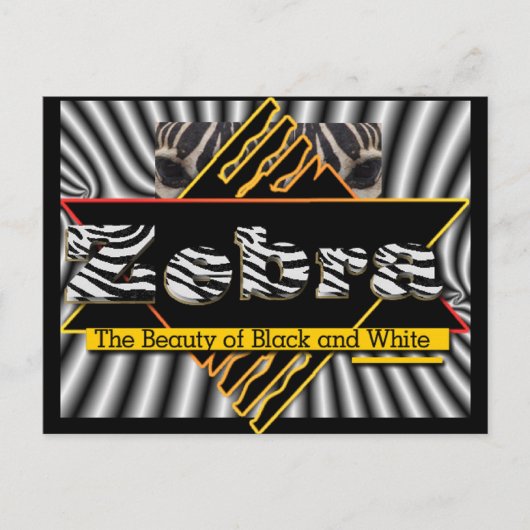 CARTE POSTALE ZEBRA ~ BEAUTÉ DE NOIR ET BLANC (Devant)