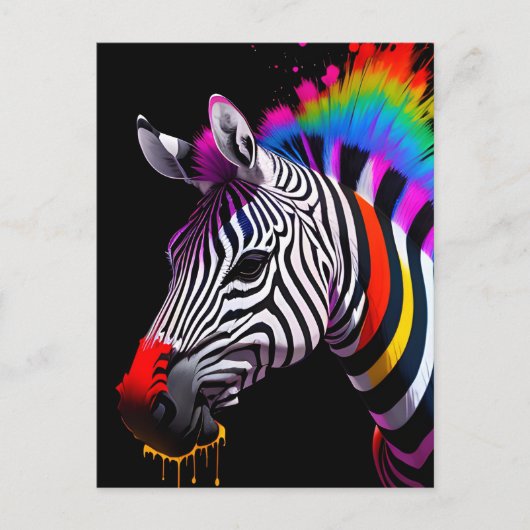 Carte postale Zebra colorée (Devant)