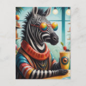 Carte Postale Zebra dans le magasin Smoothie (Devant)