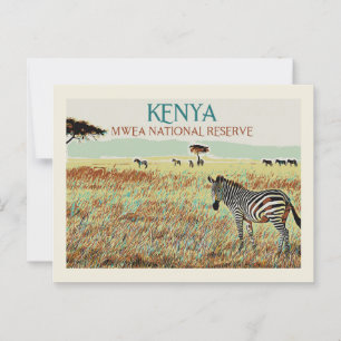 Carte Postale Zebra du Kenya, Réserve nationale de Mwea