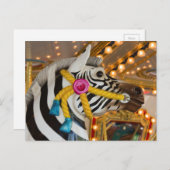 Carte Postale Zebra Horse Merry-Go-Round Carousel Ride Photo (Devant / Derrière)