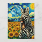 Carte Postale Zebra hurle dans un champ de tournesol de Faux Van (Devant)
