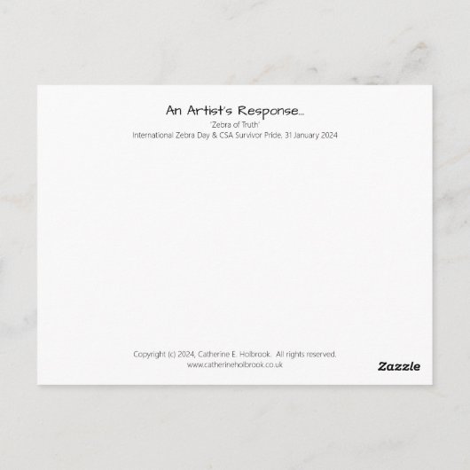 Carte postale 'Zebra of Truth' (Dos)