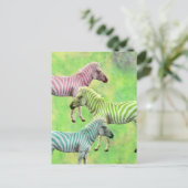 Carte Postale Zebra Pink Blue Green (Debout devant)
