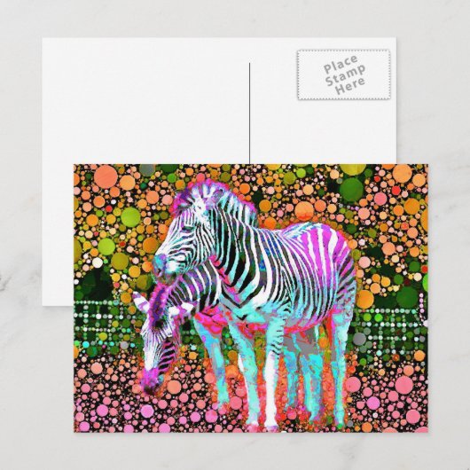 Carte postale Zebra Pop Art (Devant / Derrière)