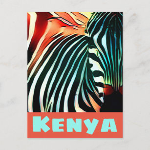 Carte Postale Zebra Pop Art Kenya Style affiche de voyage