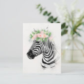 Carte Postale Zebra porte un portrait de couronne de fleurs (Debout devant)
