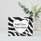 Carte Postale Zebra Print Stripes Coeur blanc (Debout devant)