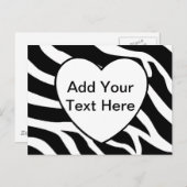Carte Postale Zebra Print Stripes Coeur blanc (Devant / Derrière)