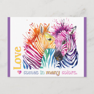Carte postale Zebra Rainbow