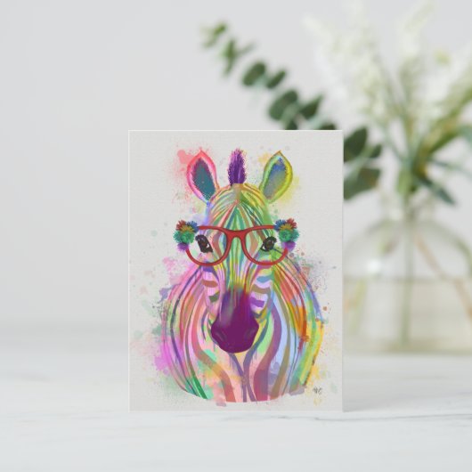 Carte Postale Zebra Rainbow Splash (Debout devant)