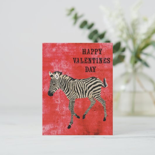 Carte postale Zebra Red Valentines Day (Debout devant)