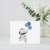 Carte Postale Zebra S'Envole Avec Des Ballons Sur Des Animaux Do (Debout devant)