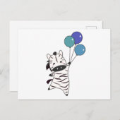 Carte Postale Zebra S'Envole Avec Des Ballons Sur Des Animaux Do (Devant / Derrière)