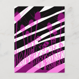 Carte Postale Zebra Stripes and Purple Meadow Flowers