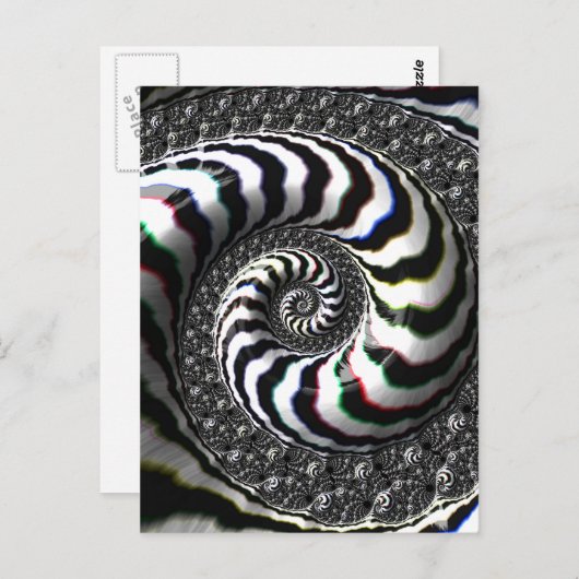 Carte Postale Zebra Stripes Fractal Spiral Motif (Devant / Derrière)