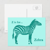 Carte Postale Zebra - Turquoise et Aqua (Devant / Derrière)