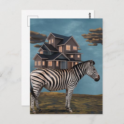 Carte Postale Zebra With House (Devant / Derrière)